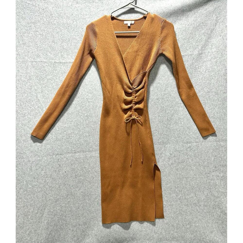 Almost Famous Burnt Orange Fall Long Sleeve Wrap Dress size M knit - Picture 10 of 15